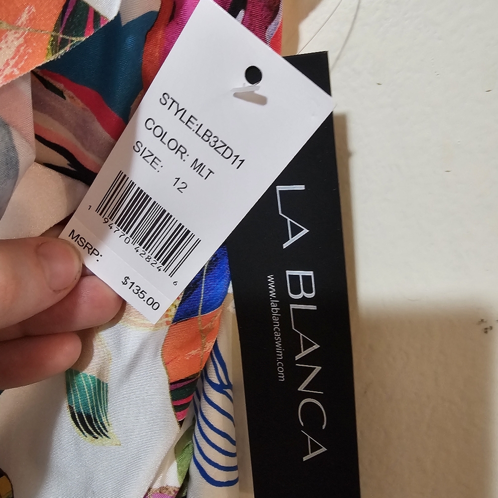 La Blanca One Piece Swimsuit - Women's Size 12 NWT Ruffle Floral Tropical Pool - Picture 6 of 16